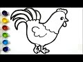 Cách vẽ con gà và tô màu cho bé | How To Draw Colorful Chicken