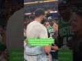 An awesome moment for jayson tatum and his mom  shorts
