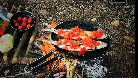 పెద్ద చేపలను అడవిలో వండుదాం Big Tasty fishes 🐠cooking in wild...4k  relaxing  #shorts #food 
