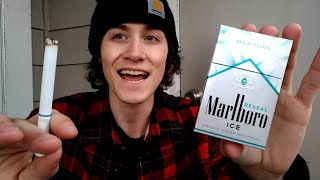 Smoking a Marlboro Ice Menthol Cigarette - Review