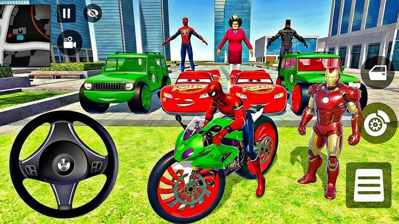 🥰 Modified Police Bike & Mc Queen Car🦚 Spiderman Super Car 3D Game🎉 Car Showroom 🥳Police Game Mobile
