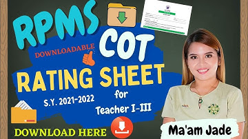 RATING SHEET COT/2021-2022 FOR TEACHER I-III/FREE DOWNLOADABLE /MA