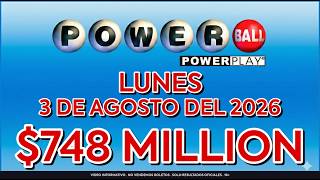 Results Powerball Today August 3, 2026 | $748 Million dollars 💰🍀