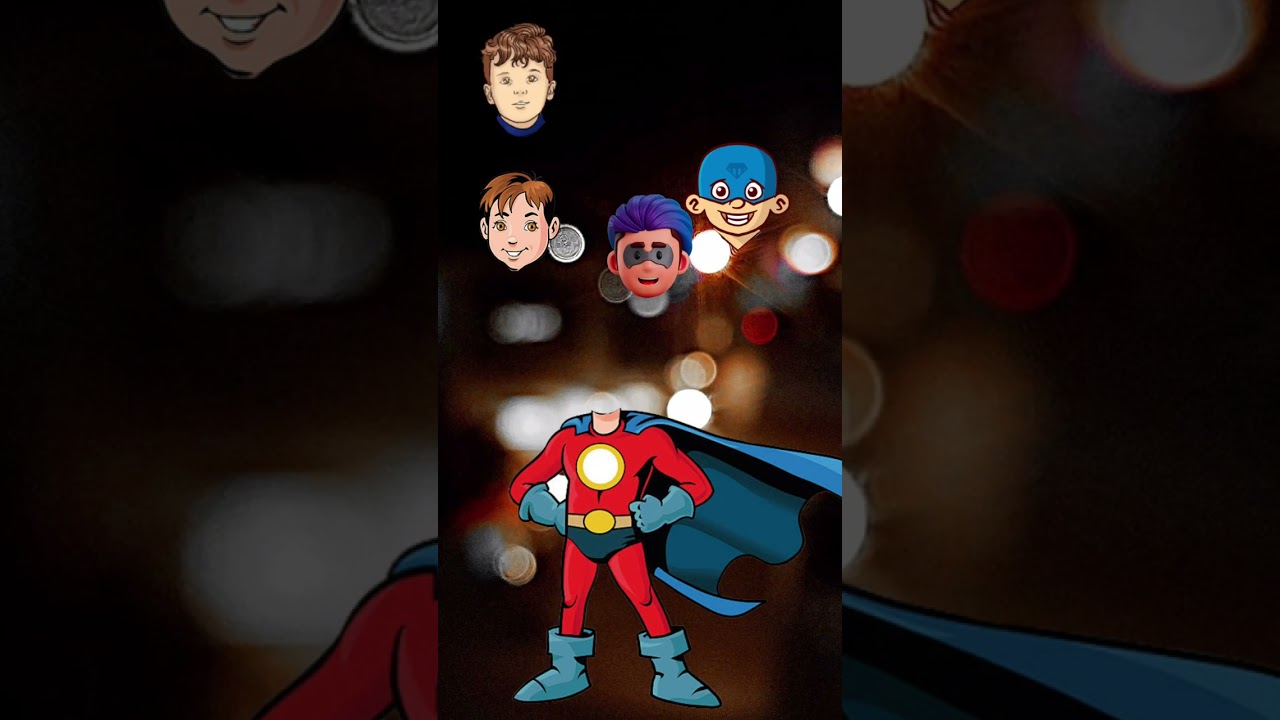 wrong head puzzle game, Superhero cartoon, 