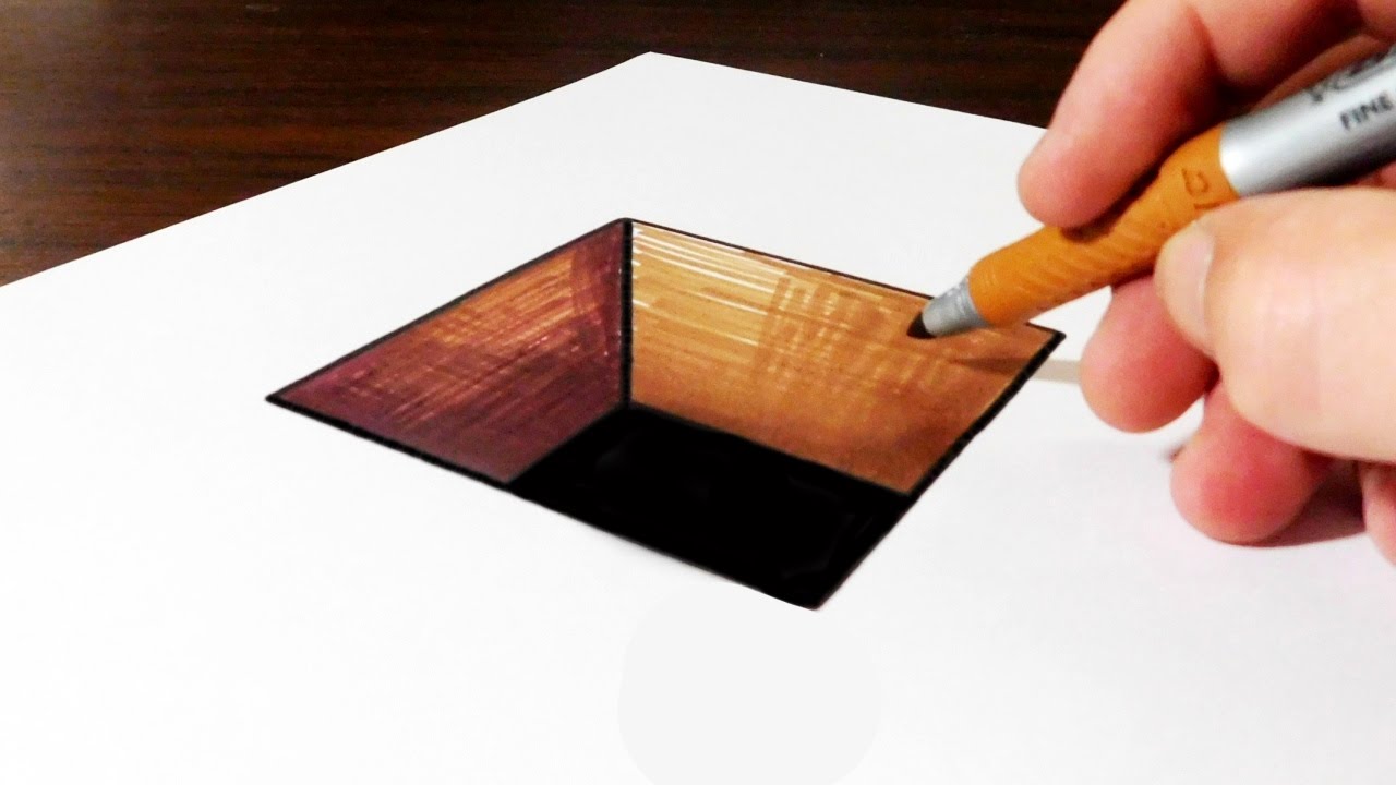 How to Draw 3D Hole on Paper for Kids - Very Easy Trick ...