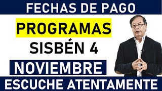 Atención: Novedades y pagos subsidios Sisbén 4 | Noviembre 2023 