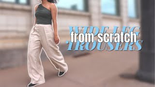 How to sew wide leg pleated pants with fly front zipper | LYDIA NAOMI