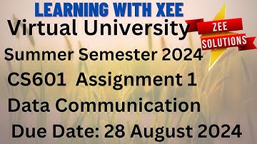 CS601 Data Communication Assignment 1 Semester Semester 2024 Virtual University of Pakistan