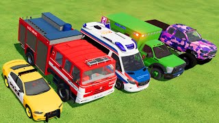POLICE CAR, AMBULANCE, FIRE TRUCK, MONSTER TRUCK, COLORFUL CARS FOR TRANSPORTING! -FS 22 by Police Car Tube 28,609 views 8 days ago 22 minutes