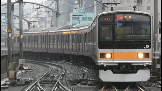 (高円寺駅線路人立ち入りに伴い運用変更) 209系1000番台トタ82編成 快速青梅行き(81T運用代走) 三鷹駅発車