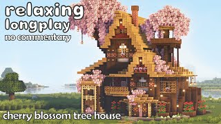 Minecraft Relaxing Longplay (No Commentary) - Cozy Cherry Blossom Tree House 🌸