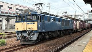 3077レ EF64-1037牽引コンテナ貨物列車 枇杷島を通過!