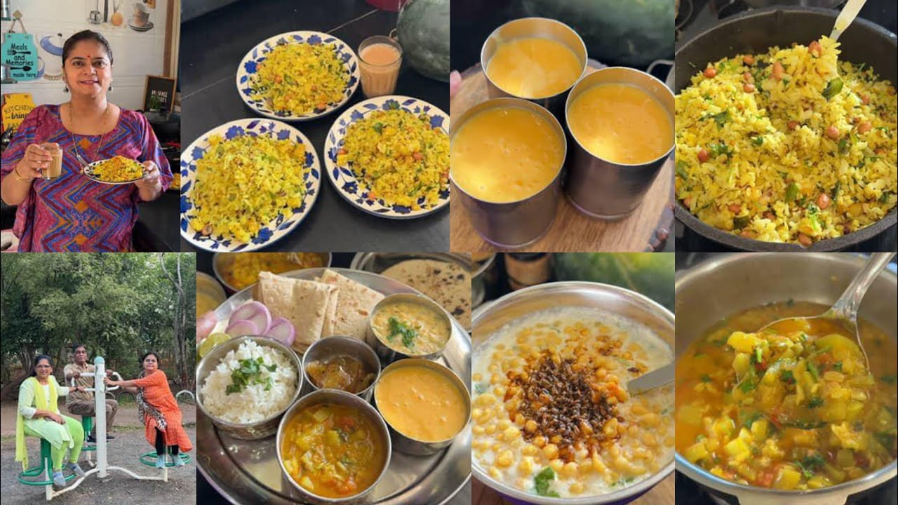 morning walk रात me अक्सर banati +Breakfast & Lunch🍱 poha🌺 lauki ki sabji🌺 boondi raita🌺 mangoshake