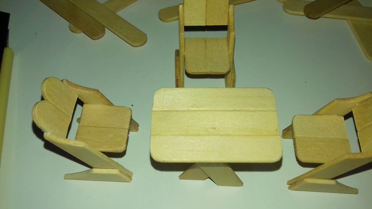 Miniatur meja  dan  kursi dari stik es YouTube