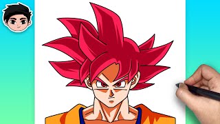 How To Draw Goku Super Saiyan God Dragon Ball - For Beginners Easy Step By Step Tutorial