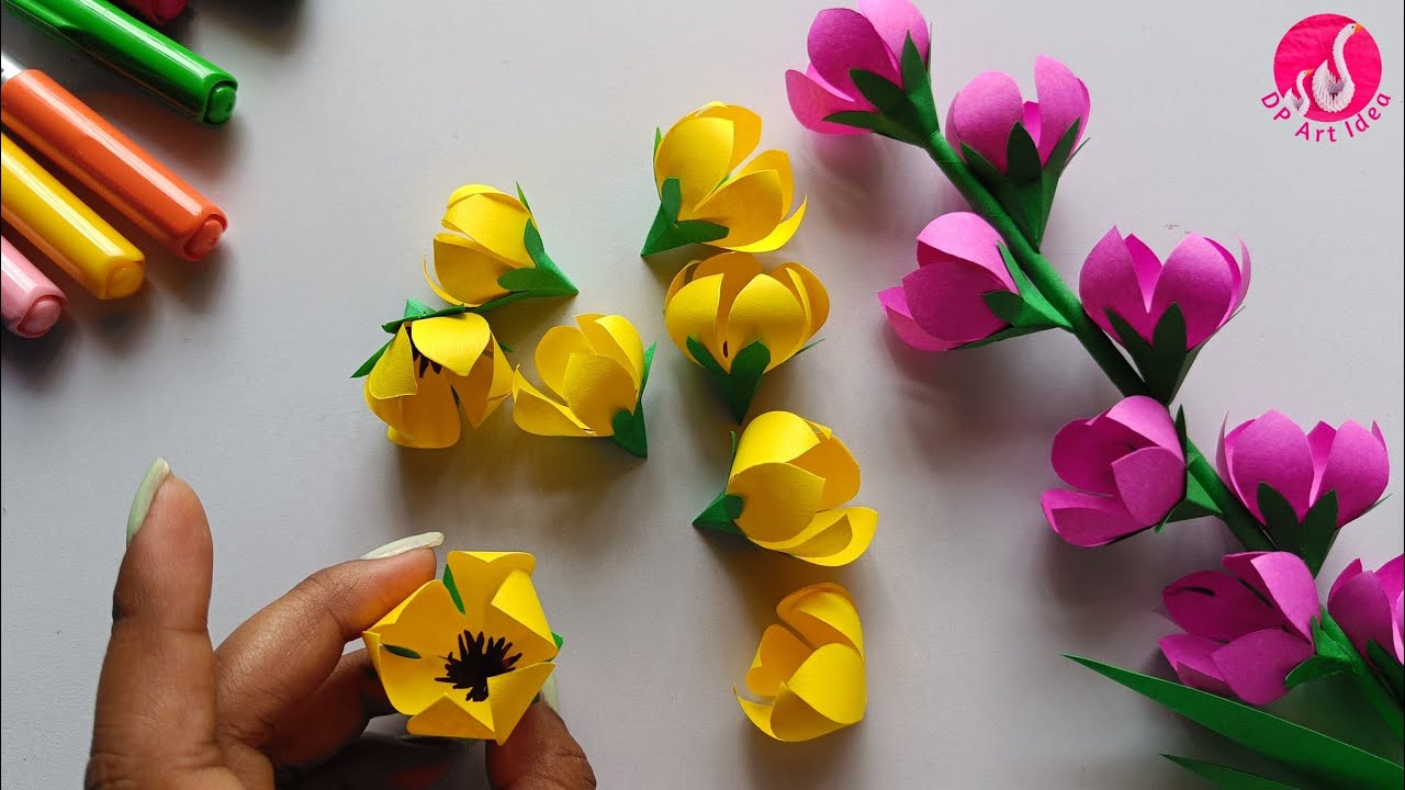Paper Flower Stick Handmade Paper Craft How To Make YouTube