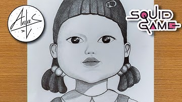 How To Draw The Doll From Squid Game Easy | Squid Game Drawing Tutorial (step by step)