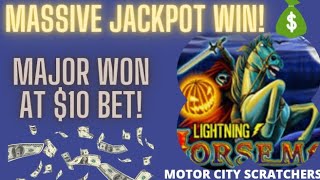 🚨🎰MAJOR WON AT $10 BET!🚨🤑MASSIVE WINS LIGHTENING HORSEMAN #SLOTS 🎰 #JACKPOT #FANDUELCASINO #shorts