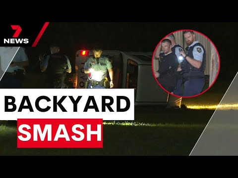 Wild police chase ends in crash into a private driveway | 7NEWS - YouTube