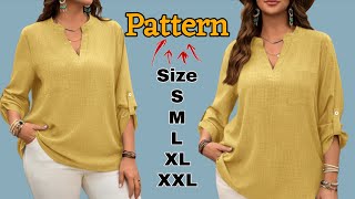 ✅️️ Easy Sewing Pattern for a Trendy Blouse with Notched Collar in Just 15 Minutes!