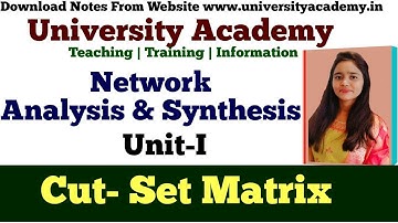 NAS5: Cutset matrix in Graph Theory | cut set matrix in network analysis | cut set matrix problems