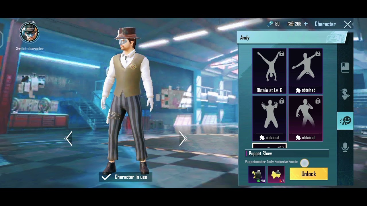 ANDY IS HERE : LET'S UNLOCK MYTHIC OUTFIT ( BGMI ) ALL EMOTES FREE ANDY CHARACTER