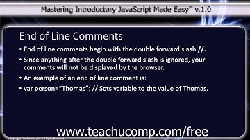 JavaScript Training Tutorial End of Line Comments