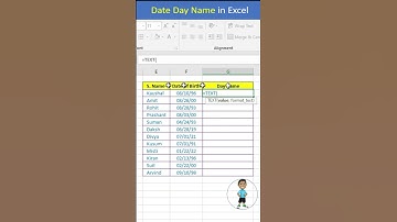 Date Day Name in Excel #excel #exceltips #exceltutorial #msexcel #developer #microsoftexcel #shorts