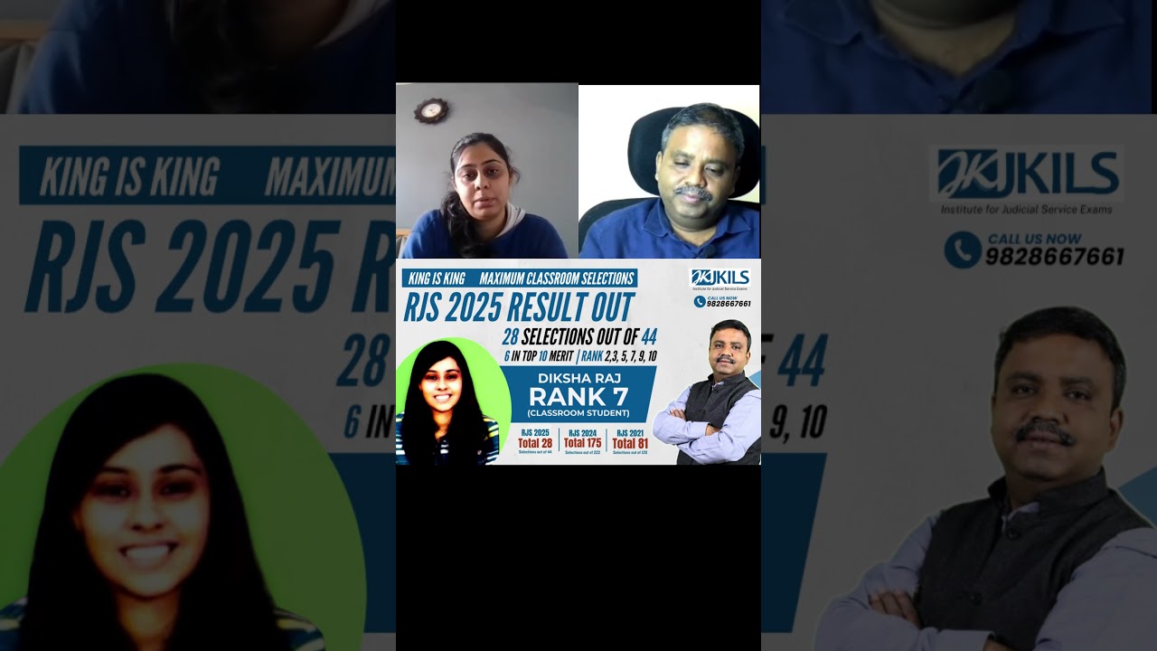 Diksha Raj Rank 7 | RJS 2025 Result Out | 28 Selections Out of 44 | JKILS Top Results