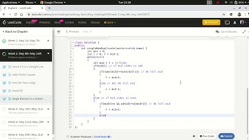 Single Element in a Sorted Array | O(log n) Solution | May LeetCoding Challenge | Screencast