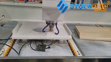 Stone polish by Stone CNC machining center with automatic tool changer