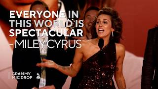 Information Miley Cyrus Wins Record Of The Year For Flowers | GRAMMY Mic Drop Guide