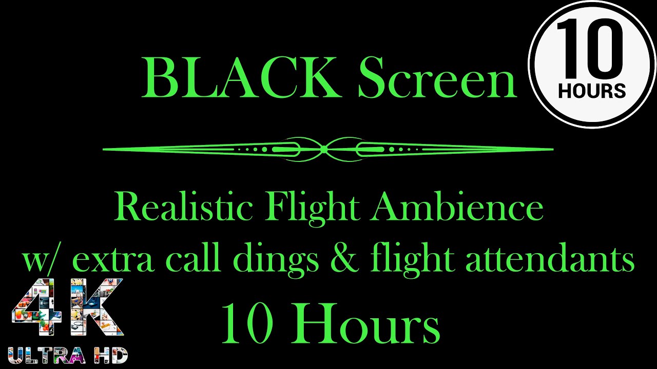 Black Screen Airplane White Noise Ambience | Flight Attendant, Call Dings | Study, Sleep | 10 Hours