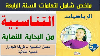 شرح درس التناسبية السنة الخامسة ابتدائي من البداية للنهاية مع شرح طرق حل وضعية تناسبية