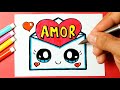 Como desenhar Cartão Dia dos Namorados ❤ Carta Kawaii / Desenhos Bonitos - Desenho para Desenhar