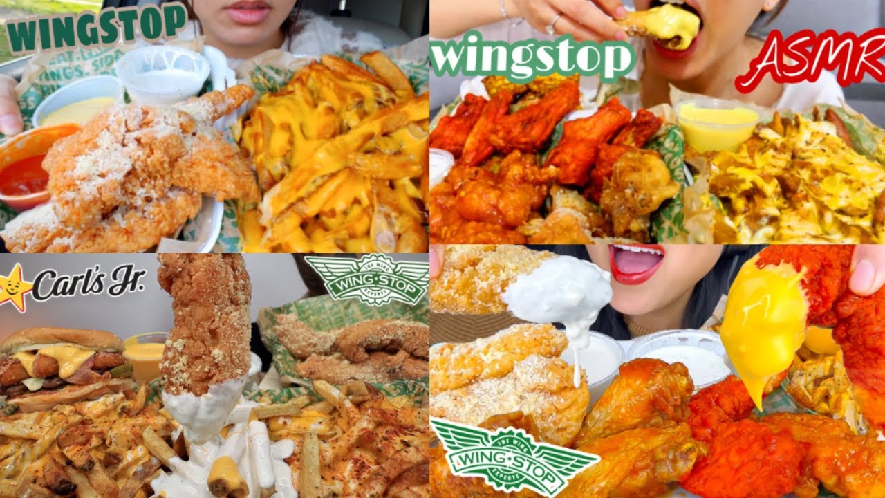 Wingstop Voodoo fries, garlic parmesan chicken, ranch, cheese MUKBANG
