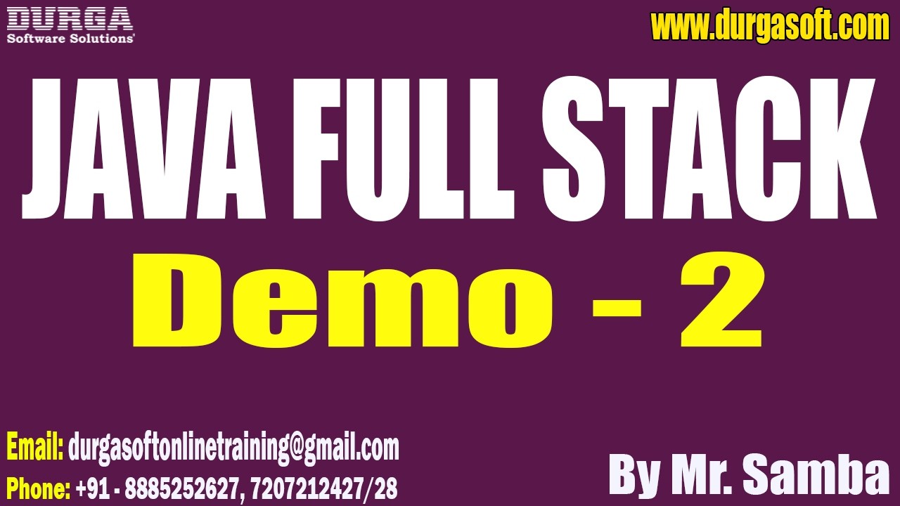 JAVA FULL STACK tutorials || Demo - 2 || by Mr. Samba On 09-04-2026 ...