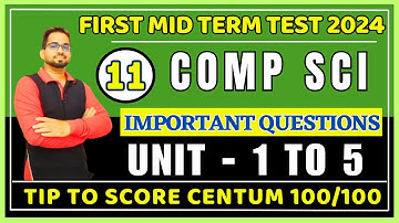 11th Computer Science 1st Mid Term Important Questions | 11th 1st Mid Term 2024 Important Questions