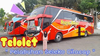 Klakson telolet Basuri bus Sugeng Rahayu di pelabuhan sleko Cilacap...