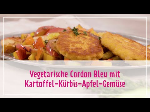Vegetarische Cordon Bleu mit Kartoffel-Kürbis-Apfel-Gemüse