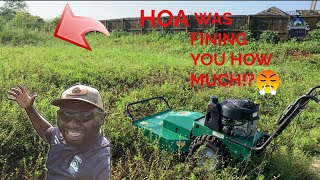 How to use a Billy Goat Brush Cutter | Over grown HOA LAWN!!