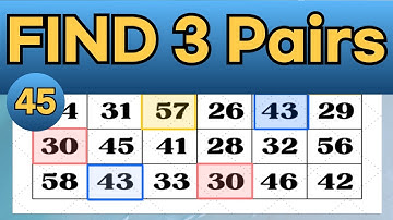 Find 3 Pairs (L45), Only 5% can find all. Dementia test, prevent alzheimer, best number quiz