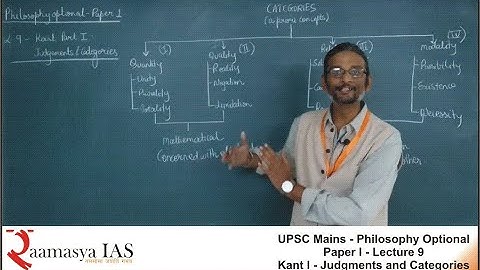 UPSC Mains | Philosophy | Paper I | L9 | Kant - I | Judgments and Categories | T. Rammohan