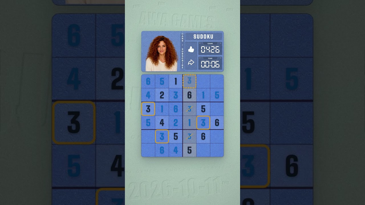 LinkedIn Mini Sudoku #426 solved board for October 11, 2026, 6x6 grid