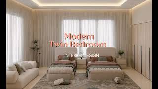 ✨🌸 A modern elegant Twin Bedroom interior design✨Soft neutral tones create a calm and comfortable.✨🌸 screenshot 3