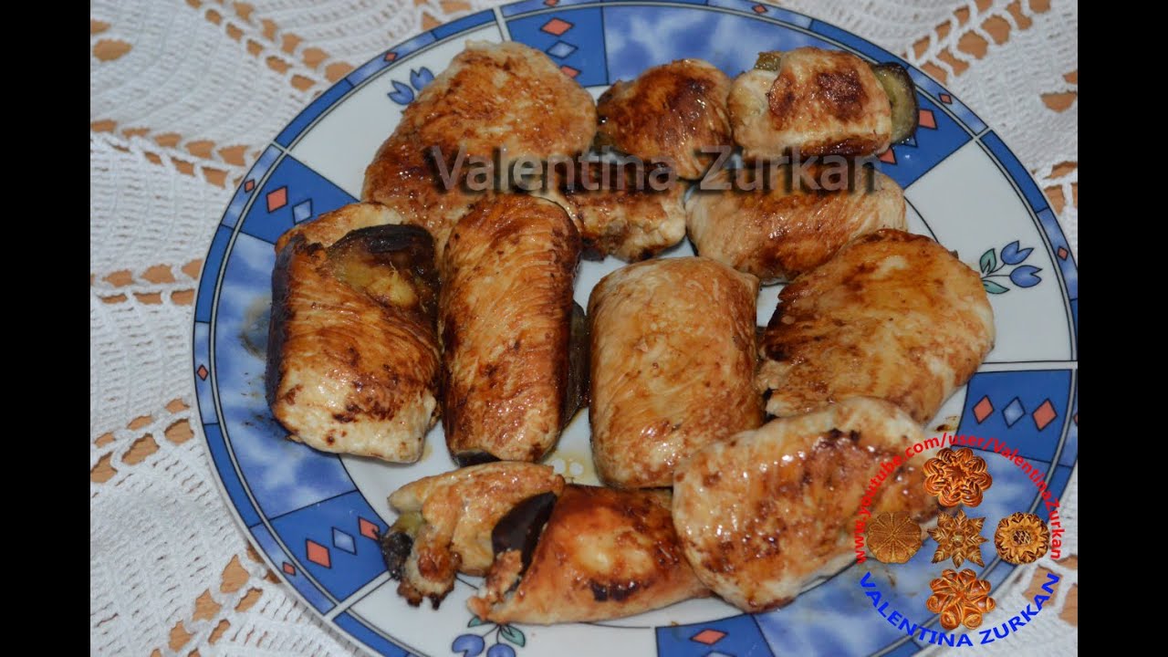 Куриные рулетики с баклажанами. Hähnchenröllchen mit Auberginen. - YouTube Куриные рулетики с баклажанами. Hähnchenröllchen mit Auberginen. - YouTube