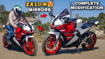 Yamaha R15 V3 with ZX10R Mirror | Color Modification | Tail Tidy | Lever Protector | #MxK
