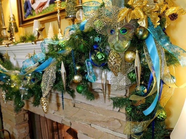 Teal White Peacock Decorative, Peacock Christmas Ornaments