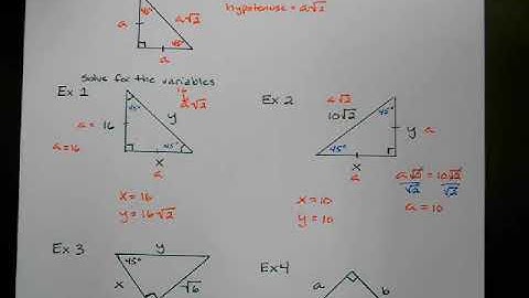 Math 2 Lesson 7.3 Special Right Triangles 45-45-90
