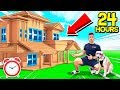 24 HOUR GIANT BOX FORT MANSION SURVIVAL CHALLENGE! 📦🏠 (With PUPPY & GIRLFRIEND)